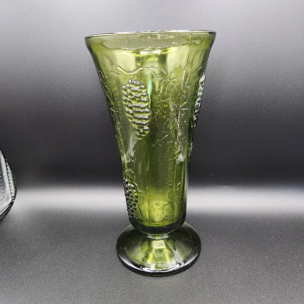 Vintage Indiana Glass Green "Grape" Vase - Picture 2 of 4